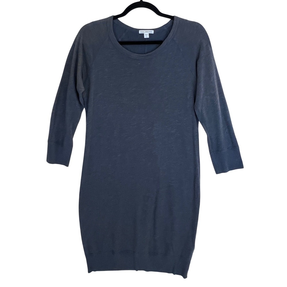 James Perse Standard Grey Supima Cotton French Terry Sweatshirt Dress Size 2 M